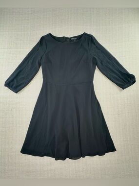 Banana Republic Black Split Sleeve Fit & Flare Size 4 Lined Dress 3/4 Sleeve